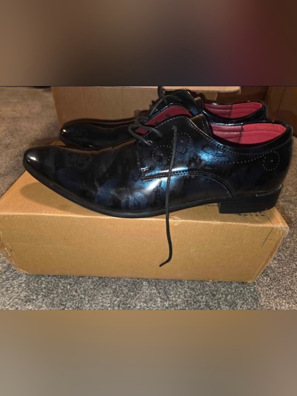 Men's Black Patent Leather Dress Shoes - Classic Formal Oxfords, Size 9.5 US